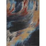 Blue Area Rug - Persian-rugs Lagos Abstract Black/Area Rug Polypropylene in Blue, Size 84.0 H x 60.0 W x 0.5 D in | Wayfair 5577 Multi 5x7
