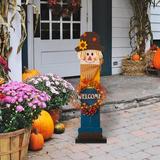 Jetlink Crafts 42"H LED Lighted Fall Harvest Scarecrow Porch Decor Wood in Brown, Size 42.13 H x 11.73 W x 5.2 D in | Wayfair GH30033