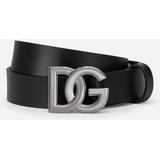 Lux Leather Belt With Crossover Dg Logo Buckle - Black - Dolce & Gabbana Belts