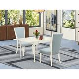 Sand & Stable™ Gabrielle Drop Leaf Rubberwood Solid Wood Dining Set Wood/Upholstered Chairs in White, Size 30.0 H in | Wayfair