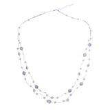 Glowing Coins in White,'Handmade Cultured Pearl and Glass Beaded Necklace'