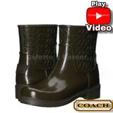 Coach Shoes | Coach Signature Fern Green Rain Boot Booties | Color: Brown/Green | Size: 10