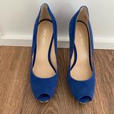 Nine West Shoes | Nine West Blue Suede Peep Toe Pops | Color: Blue | Size: 7