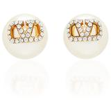 Garavani Gold-plated Crystal Pearl Stud Earrings - Metallic - Valentino Earrings