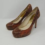 Michael Kors Shoes | Michael Kors Women's Snake Skin Brown Pump Size 9m | Color: Brown/Orange | Size: 9