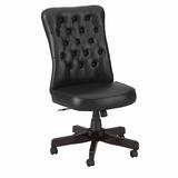 Bush Furniture Yorktown High Back Tufted Office Chair in Black Leather - YRKCH2302BLL-Z