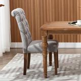 Andover Mills™ Bookout Tufted Fabric Dining Side Chairs w/ Solid Wood Legs and Padded Seat Wood/Upholstered/Fabric in Gray | Wayfair