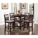 Winston Porter Jackins 4 - Person Round Solid Wood Dining Set Wood/Upholstered Chairs in Brown, Size 36.25 H in | Wayfair