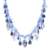 Sea Candy in Blueberry,'Thai Chalcedony and Aquamarine Beaded Necklace'
