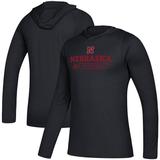 Men's adidas Black Nebraska Huskers Sideline Authentic AEROREADY Hoodie Long Sleeve T-Shirt