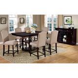Canora Grey Maquoketa 6 - Person Counter Height Dining Set Wood/Upholstered Chairs in Brown, Size 36.5 H in | Wayfair