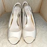 Jessica Simpson Shoes | Jessica Simpson Agyness 2 White Slingback Peeptoe | Color: Cream/White | Size: 7.5