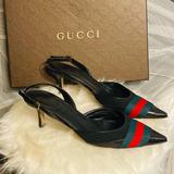 Gucci Shoes | Gucci Sandals Pumps Shoes Heels Sling Designer | Color: Black/Green | Size: 7