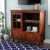 Charlton Home® Schererville 40" TV Stands w/ Storage Cabinet & Shelves Wood in Brown/Red, Size 36.5 H in | Wayfair F85FAEF6288143ED9DDA4256DF9370A6