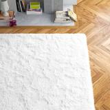 White Area Rug - Etta Avenue™ Mandelyn Performance Solid Shag Rug Polyester in White, Size 60.0 W x 2.35 D in | Wayfair