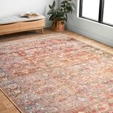 World Menagerie Rectangle Annelore Oriental Spice/Blue Indoor Rug Polyester in Blue/Red, Size 90.0 H x 60.0 W x 0.19 D in | Wayfair
