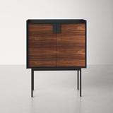 AllModern Brae Bar Cabinet Wood/Metal in Black/Brown/Gray, Size 51.0 H x 19.0 D in | Wayfair 6FADF2D6E0274B348CD3B2E82B9BD30E