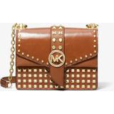 Greenwich Extra-small Studded Patent Leather Crossbody Bag - Brown - Michael Kors Shoulder Bags
