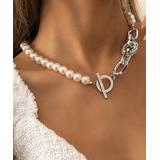 Street Region Women's Necklaces Silver - Imitation Pearl & Silver-Plated Beaded Toggle Necklace