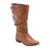 Women's The Monica Wide Calf Leather Boot by Comfortview in Dark Cognac (Size 10 1/2 M)