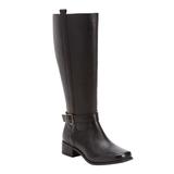 Wide Width Women's The Donna Wide Calf Leather Boot by Comfortview in Black (Size 7 W)