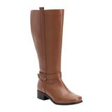 Women's The Donna Wide Calf Leather Boot by Comfortview in Cognac (Size 8 M)