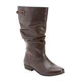 Women's The Monica Wide Calf Leather Boot by Comfortview in Brown (Size 10 1/2 M)