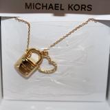 Michael Kors Jewelry | Nib Michael Kors Padlock Pave Heart Charm Necklace Gold Tone | Color: Gold | Size: Os