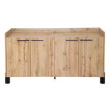 FC Design Beige Oak 62 in. W Sideboard Storage Cabinet, Large Dining Server Cupboard Buffet Table with 2-Storage Cabinets