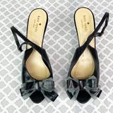 Kate Spade Shoes | Euc Kate Spade Bow Front Heather Slingback Heels | Color: Black/Gray | Size: 8.5