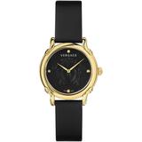 Safety Pin Leather Watch - Black - Versace Watches