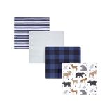 Hudson Baby Boys' Receiving and Stroller Blankets Woodland - White Woodland Silhouette Flannel Receiving Blanket - Set of Four