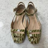Kate Spade Shoes | Kate Spade Italian Open Toe Ankle Strap Flats- 8.5 | Color: Green/Tan | Size: 8.5