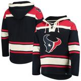 "Men's '47 Navy/Red Houston Texans Lacer V-Neck Pullover Hoodie"