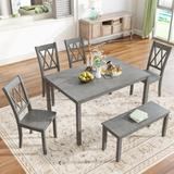 August Grove® Sprecher 6 - Person Dining Set Wood in Brown/Gray, Size 30.0 H x 36.0 W x 54.0 D in | Wayfair AE0681B3AAFB47D48743B1A049242E86