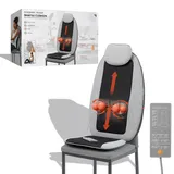 Sharper Image Massager Seat Topper 4-Node Shiatsu with Heat & Vibration, Black