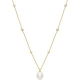 Cultured Freshwater Pearl (9 X 11mm) Sliding Beaded Necklace In Sterling Silver, 18k Gold-plate, & 18k Rose Gold-plate - White - Macy's Necklaces