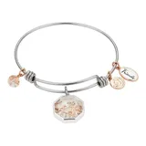 "Love This Life Two Tone ""Friends"" Birds Crystal Shaker Bracelet, Women's, Size: 8.25"", White"