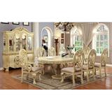 Simple Relax Extendable Dining Set Wood/Upholstered Chairs in White, Size 30.5 H in | Wayfair SR03CM3186WH-T-9PC