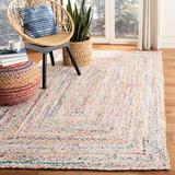 Brown/White Area Rug - Bungalow Rose Hurst Abstract Handwoven Cotton Ivory/Multi Area Rug Cotton in Brown/White, Size 96.0 W x 0.24 D in | Wayfair