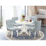 Canora Grey Felsenthal Drop Leaf Rubberwood Solid Wood Dining Set Wood/Upholstered Chairs in White, Size 30.0 H in | Wayfair