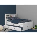 Viv + Rae™ Iron Acton 3 Drawer Mate's & Captain's Bed w/ Bookcase & Trundle Wood/Upholstered in Gray, Size 49.0 H x 57.0 W x 83.0 D in | Wayfair