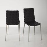 AllModern Brett Leather Side Chair Upholstered/Genuine Leather in Gray/Black, Size 33.5 H x 15.75 W x 19.75 D in | Wayfair