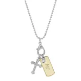 Symbols of Faith Two-Tone Bar and Cross Charm Pendant Necklace, Women's, Joy
