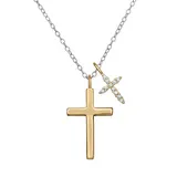 "PRIMROSE 18k Gold Plated Sterling Silver Cross Charm Necklace, Women's, Size: 18"", Yellow"