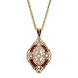 Symbols of Faith Enamel and Simulated Crystal Cross Pendant Necklace, Women's, Red