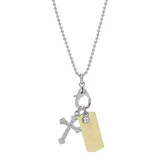 Symbols of Faith Two-Tone Bar and Cross Charm Pendant Necklace, Women's, Peace