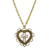 Symbols of Faith Heart & Floral Cross Necklace, Women's, Multi