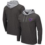 Men's Colosseum Black Washington Huskies Milhouse 2.0 Athletic Fit Long Sleeve Hooded Thermal