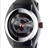 Gucci Accessories | Gucci Sync Unisex Striped Watch 46mm Ya137101 | Color: Black | Size: Unisex